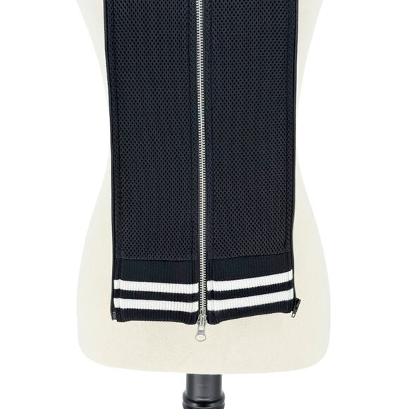 Veronica Beard Hadley Moto Black Jacket with Striped Varsity Dickey Size Small - Picture 7 of 16